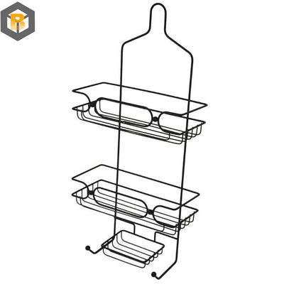Προσαρμοσμένο από 2D / 3D / σχέδιο 2 Tier Metal Black Bathroom Basket Organizer για καρέκλα ντους