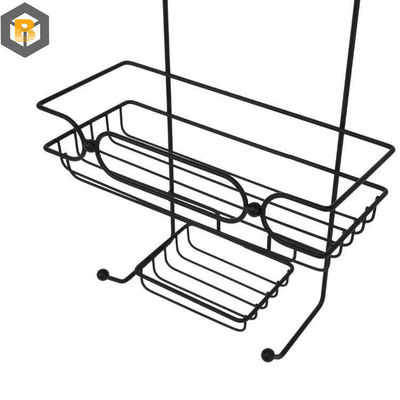 Προσαρμοσμένο από 2D / 3D / σχέδιο 2 Tier Metal Black Bathroom Basket Organizer για καρέκλα ντους