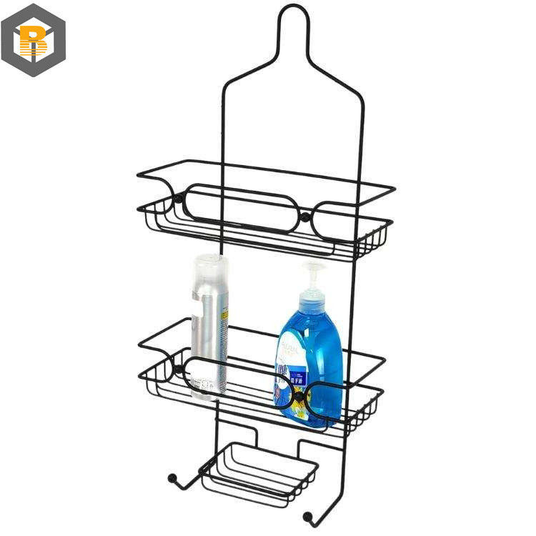Προσαρμοσμένο από 2D / 3D / σχέδιο 2 Tier Metal Black Bathroom Basket Organizer για καρέκλα ντους